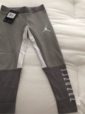 Jordan Gray and White Colorblock Kids Leggings